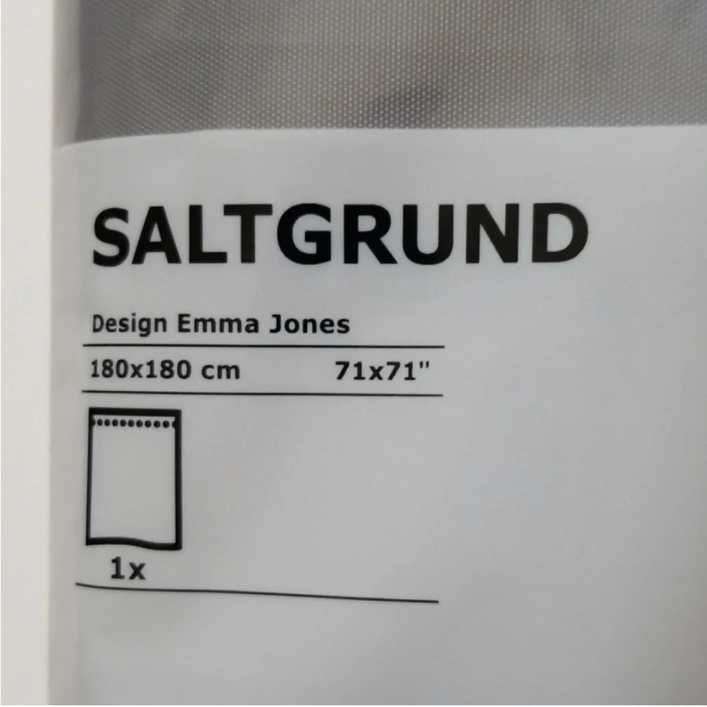 IKEA Shower Curtain SALTGRUND . Color: Gray. 180x180 cm, 71x71